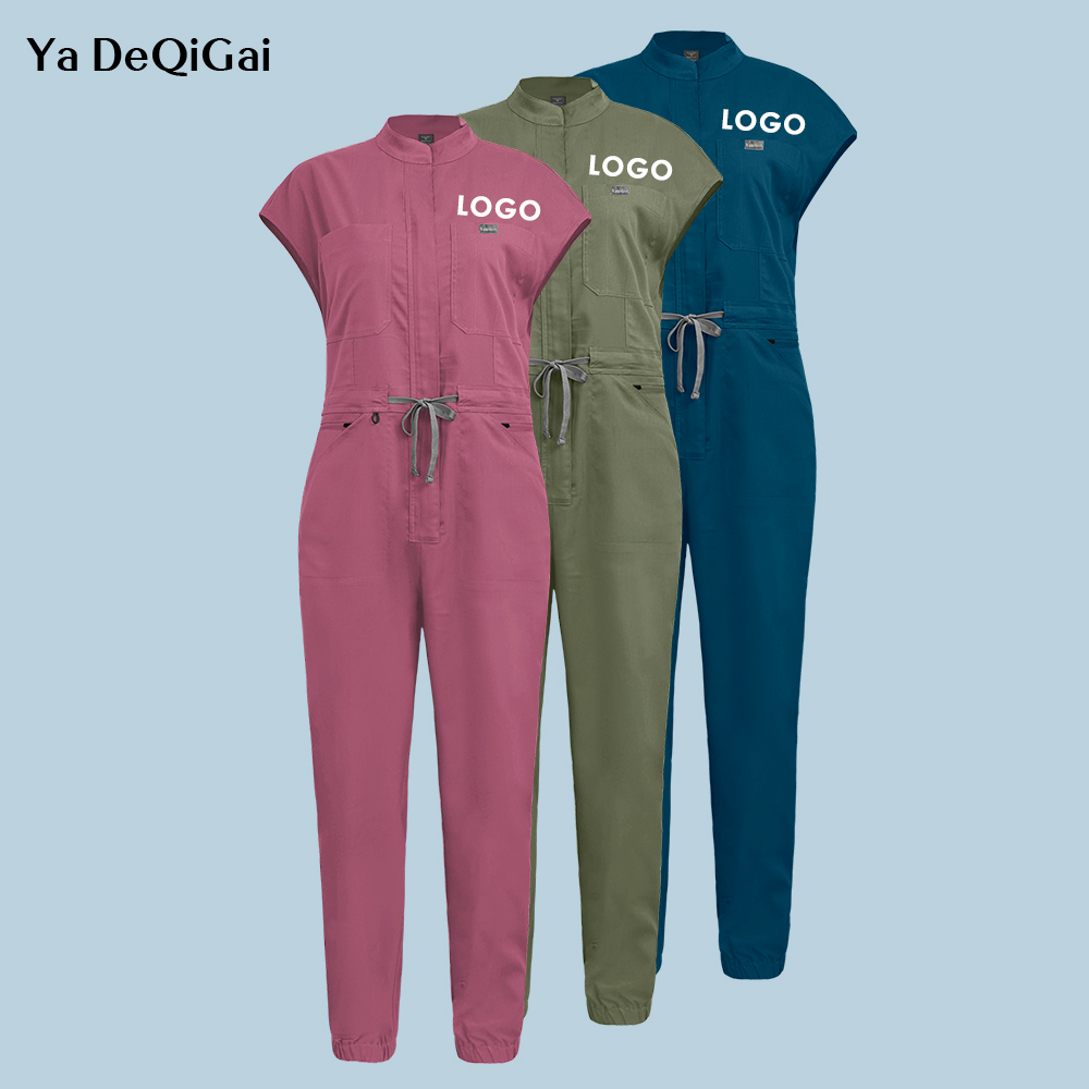 Medical Lab Logo - 新しい医療スクラブジャンプスーツ半袖看護作業服制服女性ラボペットドクタースクラブ病院作業服カスタマイズされたロゴ