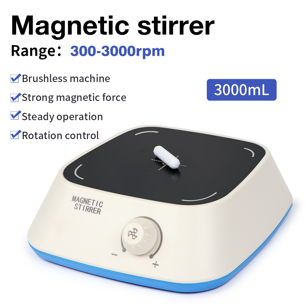 Magnetic Stirrer Hotplate - 磁気スターラーミニラボスターラーミキサーポータブル液体スターラープレートとスターラーバー 3L 3000RPM 研究室 EU プラグ用