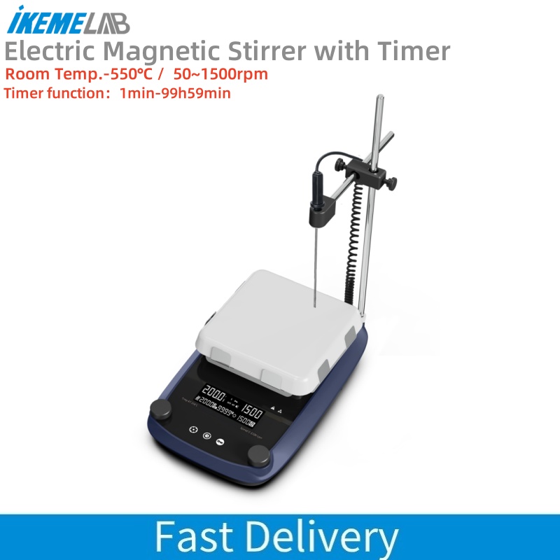 Magnetic Stirrer Hotplate - IKEME LCD デジタルディスプレイマグネチックスターラータイマー付きガラスセラミックホットプレートミキサー 550 ℃ 高温ラボミキサー