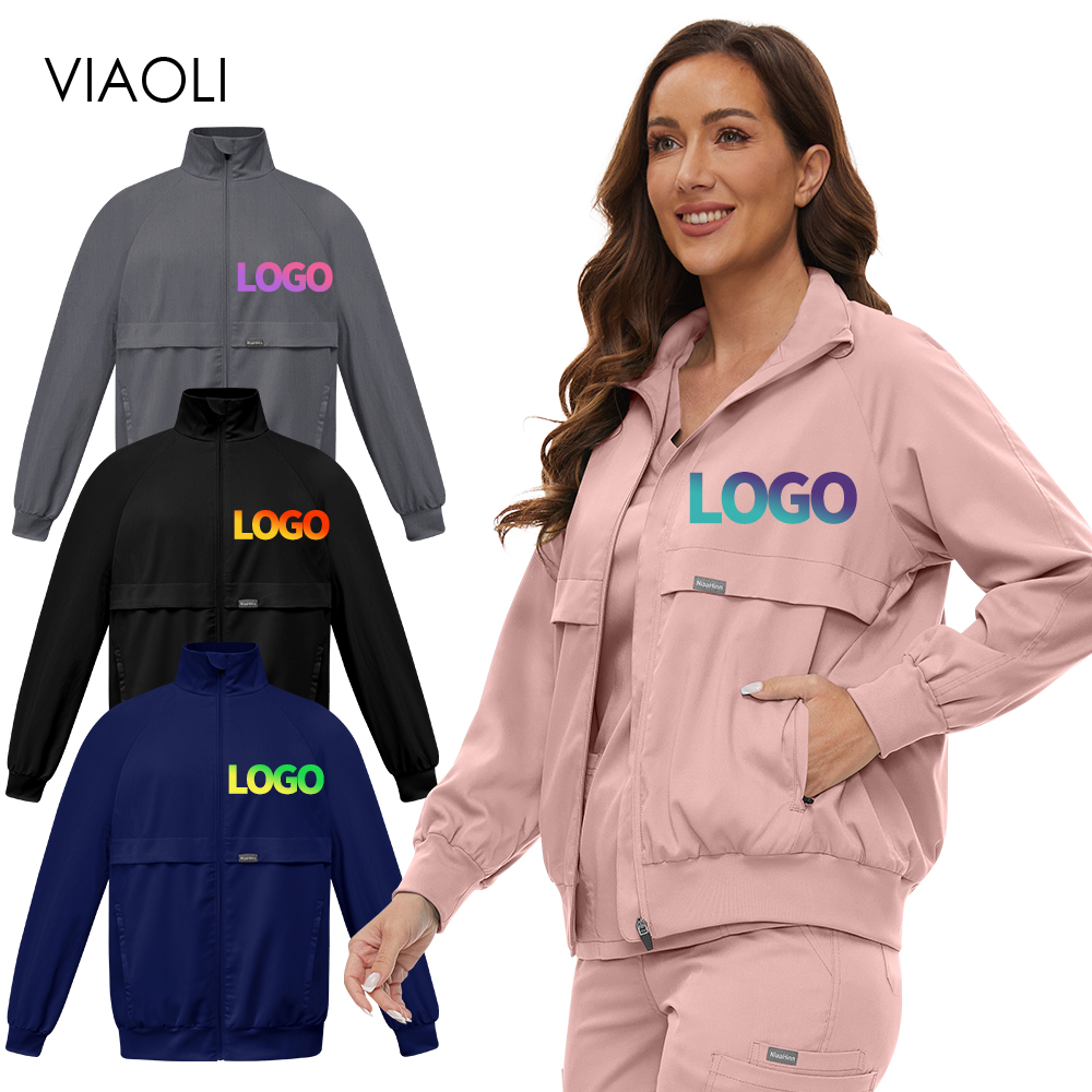 Medical Lab Logo - カスタムロゴ入り長袖ジャケット、医師・看護師用アウター、白衣、病院医療スクラブトップ、看護スタッフユニフォーム、薬局作業服