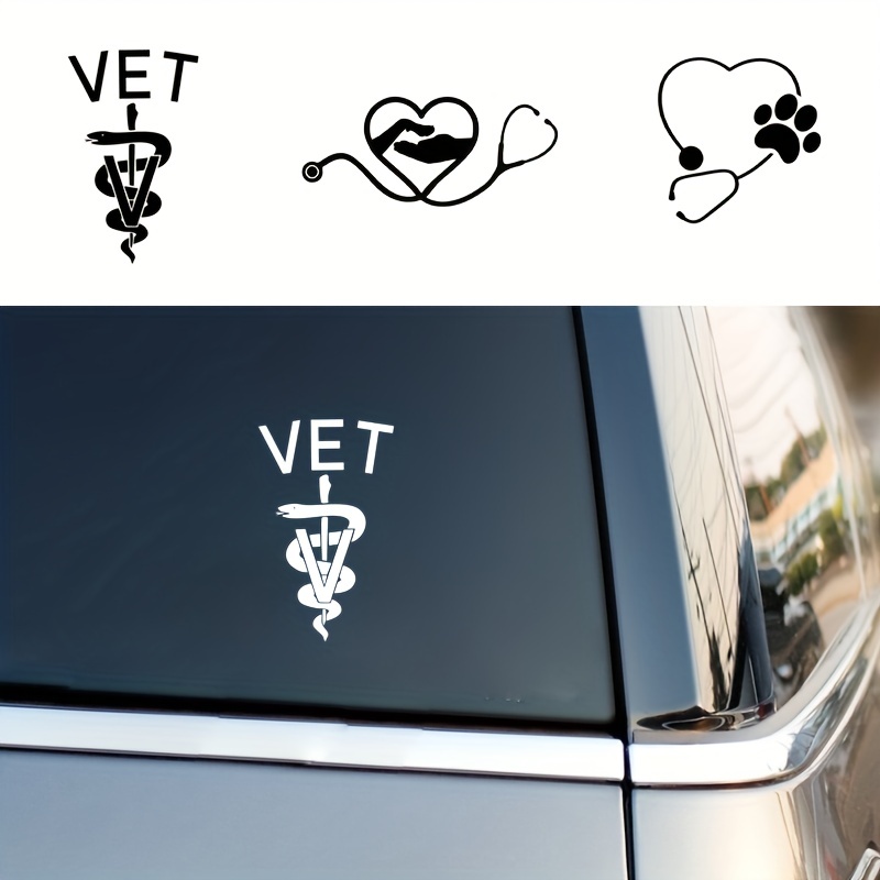 Medical Lab Logo - 獣医ショップビニール壁ステッカー聴診器手と足デカール車の窓ノートパソコンの装飾カドゥケウス獣医ロゴステッカー