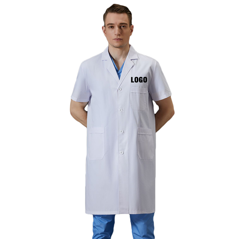 Medical Lab Logo - 男性と女性のためのパーソナライズされた実験室のコート,医療用スリッパ,医師の衣類,ロゴ,病院のアウターウェア,半袖,高品質