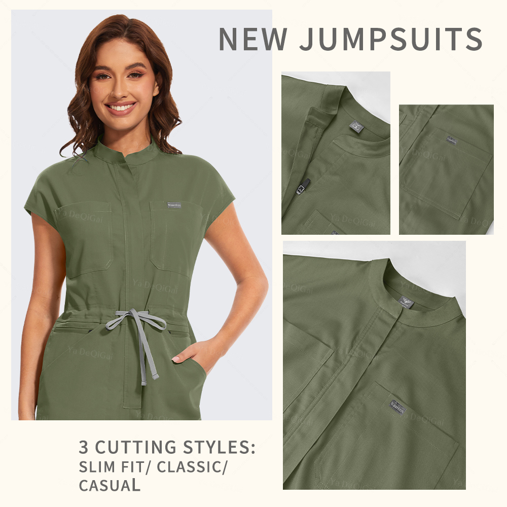 新しい医療スクラブジャンプスーツ半袖看護作業服制服女性ラボペ - Medical Lab Logo のレビューと価格