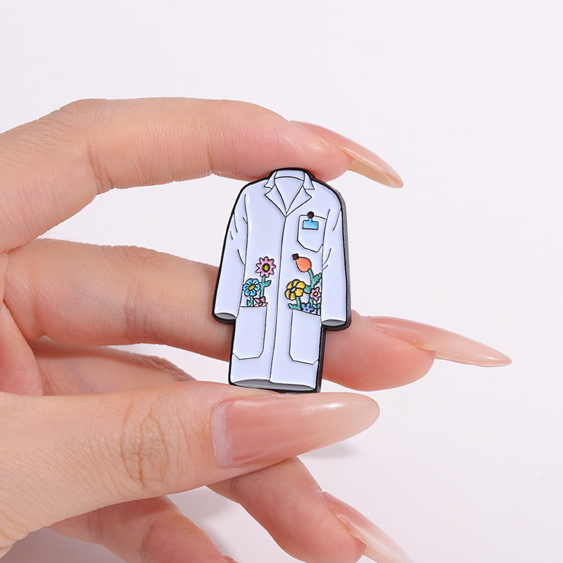 花柄白衣エナメルピンカスタムドクターナース制服ブローチラペル - Medical Lab Logo のレビューと価格