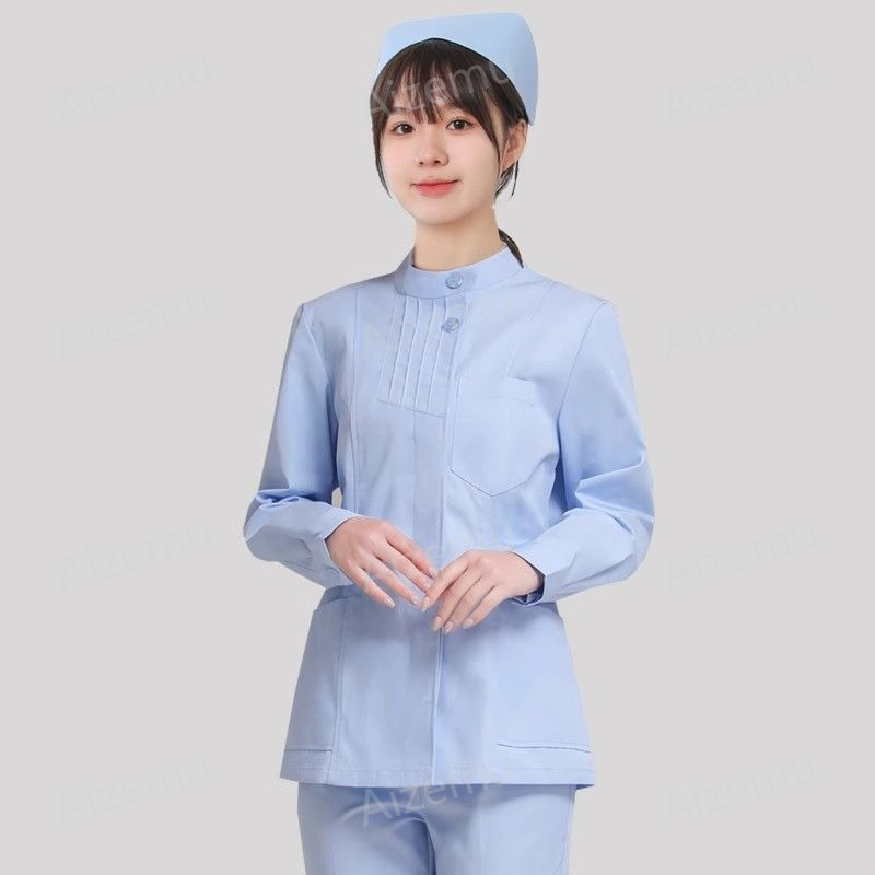 ピンクの長袖ナース服、白衣、女性用医師服、医療用衣料、新作美 - Medical Lab Logo のレビューと価格