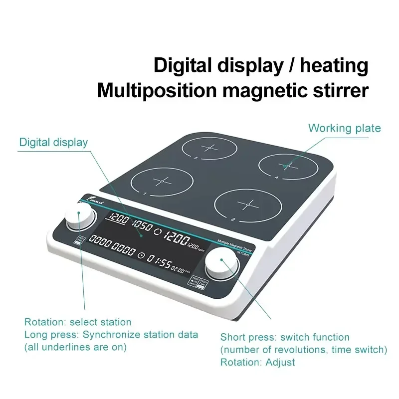4 ステーション 6 ポジション複数磁気スターラーホットプレ - Magnetic Stirrer Hotplate のレビューと価格