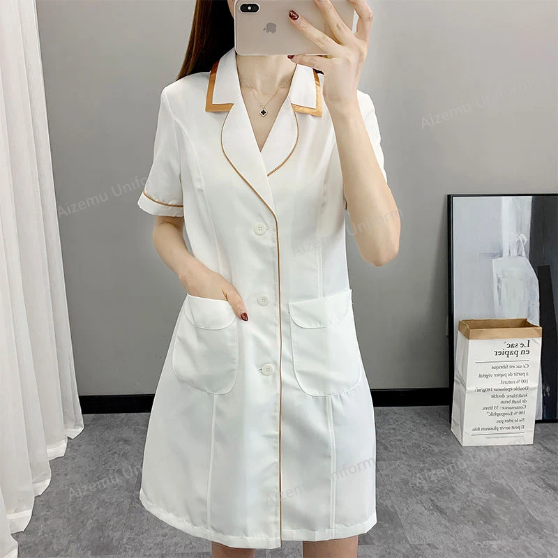 女性用半袖美容院ユニフォーム,黒,白,美容師,作業服,実験室 - Medical Lab Logo のレビューと価格