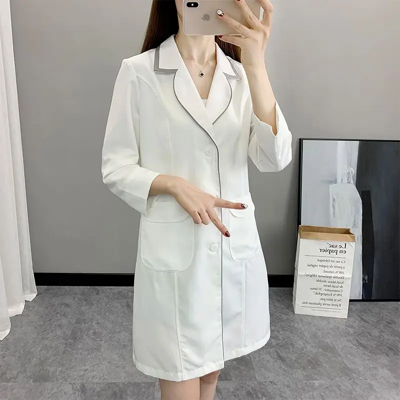 女性用ショートスパユニフォームロゴ入り作業服美容衣料美容師ス - Medical Lab Logo のレビューと価格
