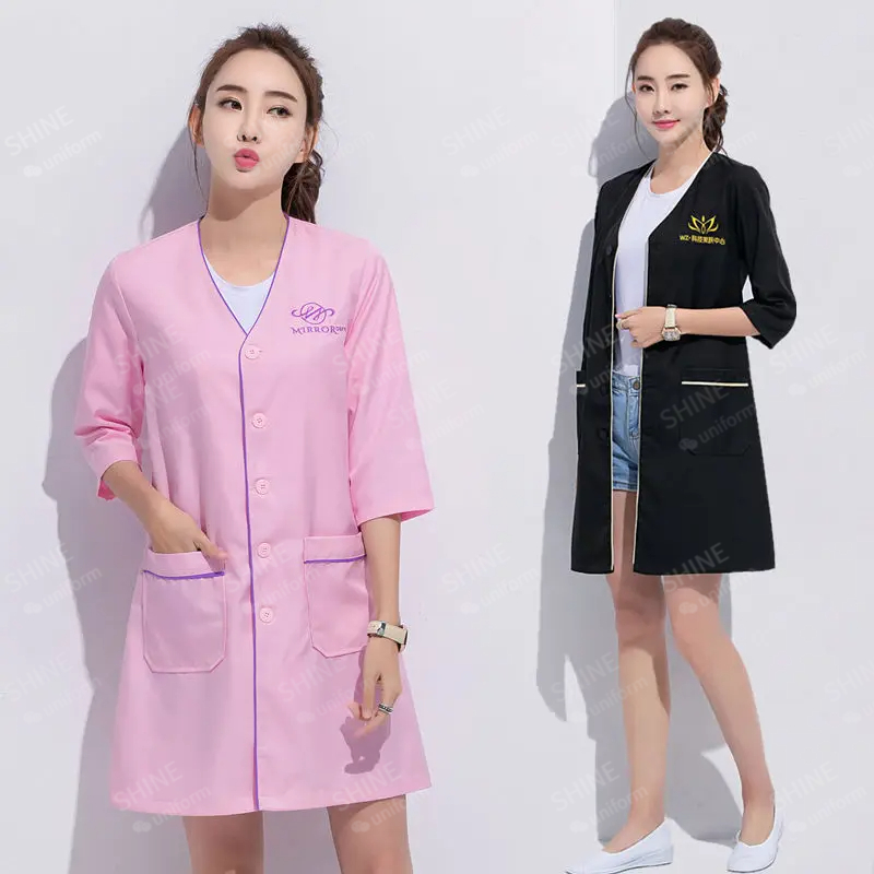 美容制服美容師カスタムロゴスキンマネージャー作業服スパ制服白 - Medical Lab Logo のレビューと価格
