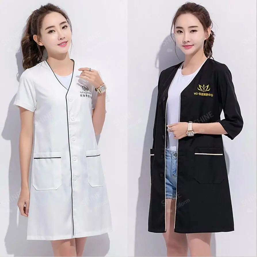 美容制服美容師カスタムロゴスキンマネージャー作業服スパ制服白 - Medical Lab Logo のレビューと価格
